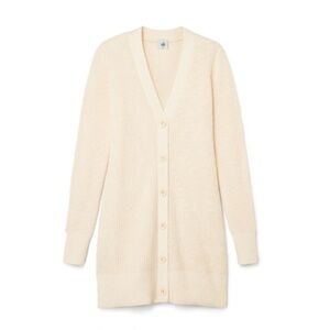 CABI LONG CREAM COLORED BUTTON FRONT KNIT CARDIGAN